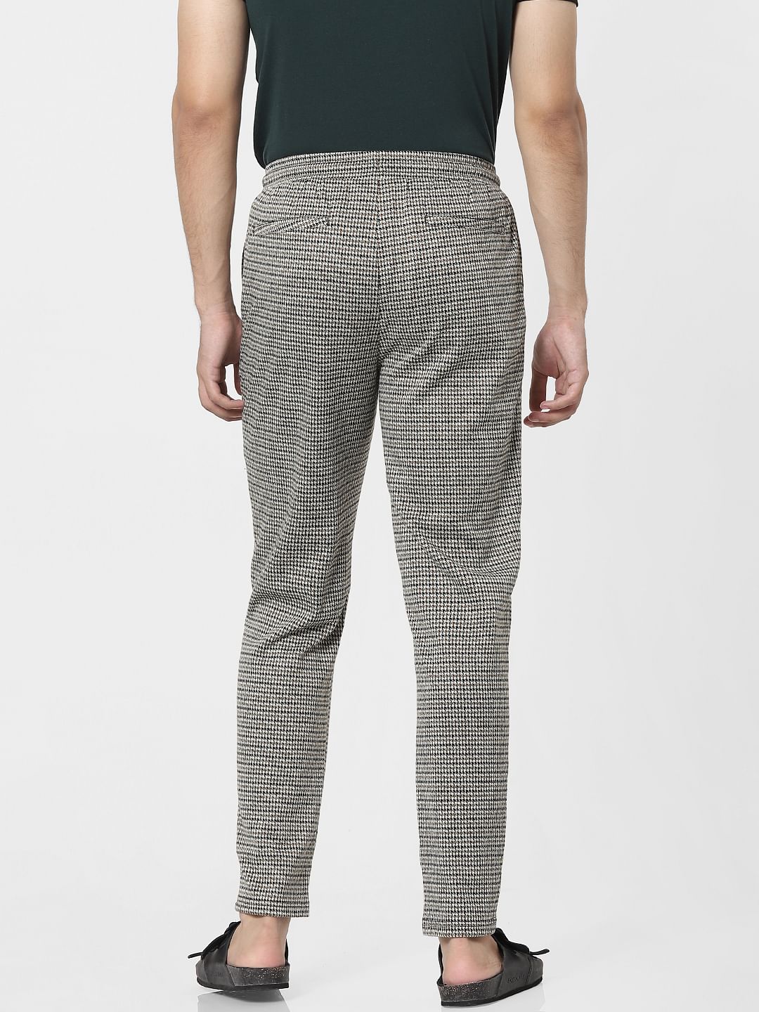 Black Mid Rise Houndstooth Pants