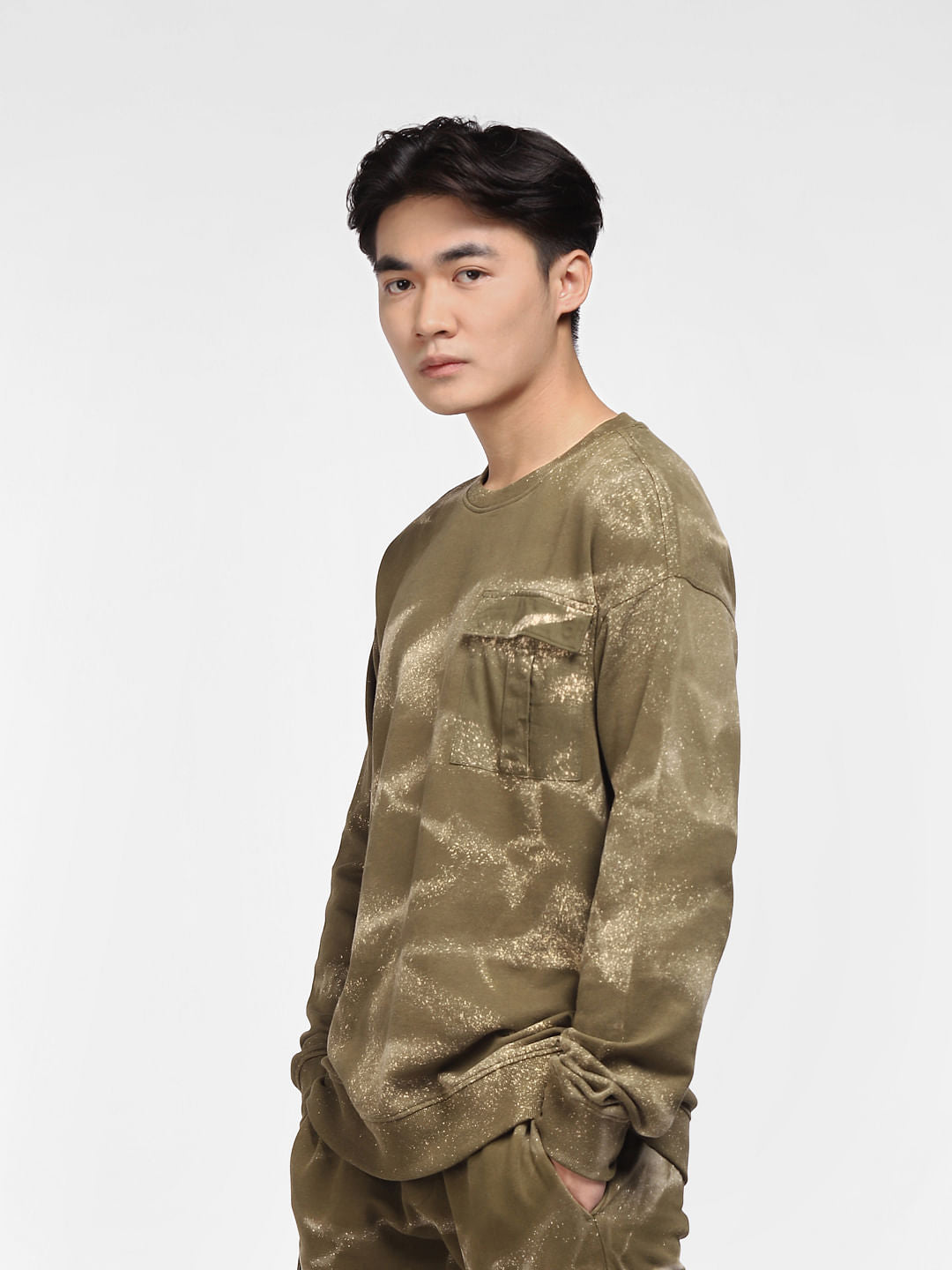 Green Printed Co-ord Sweatshirt