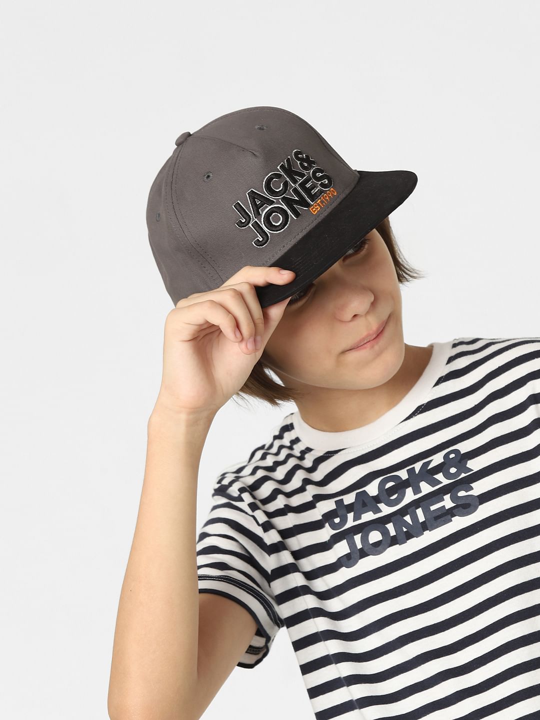 Boys Grey Logo Print Baseball Cap - S