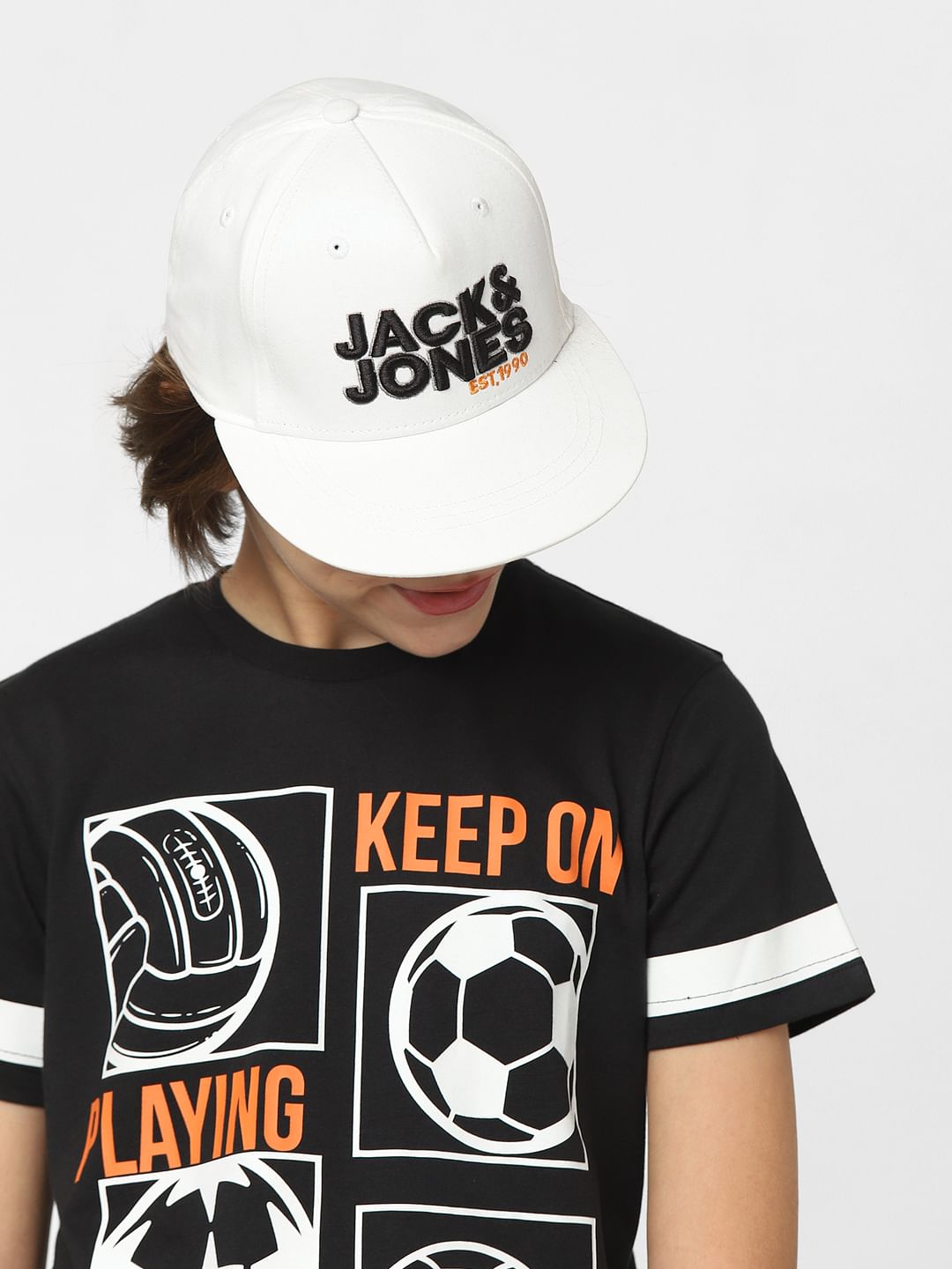 Boys White Logo Print Baseball Cap - S