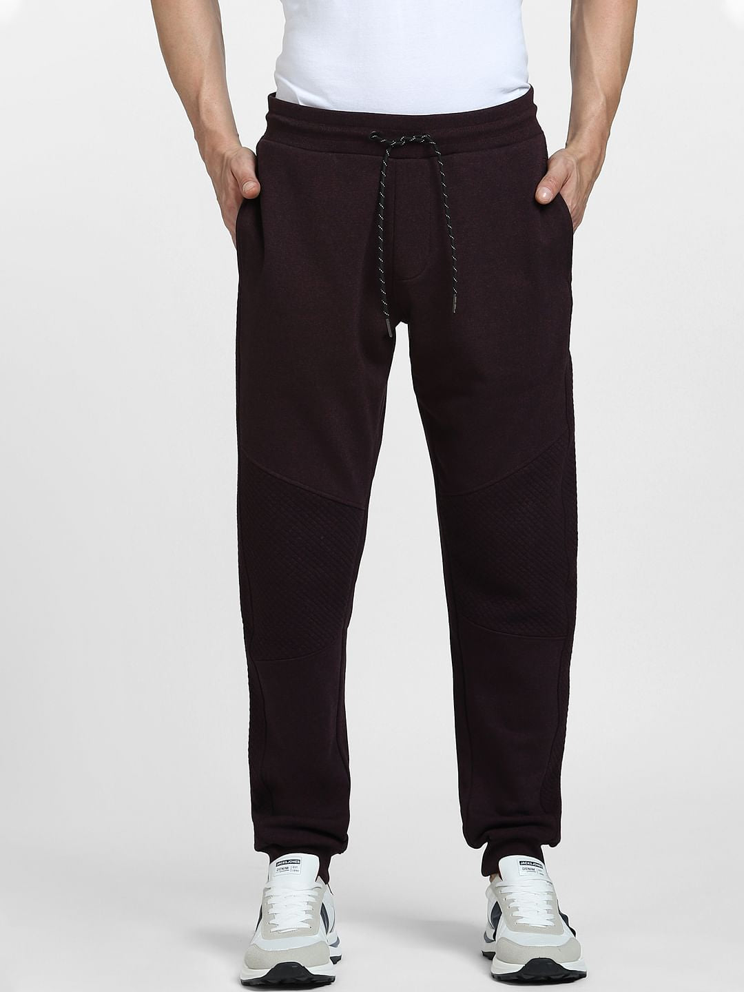 Burgundy Mid Rise Drawstring Co-ord Sweatpants