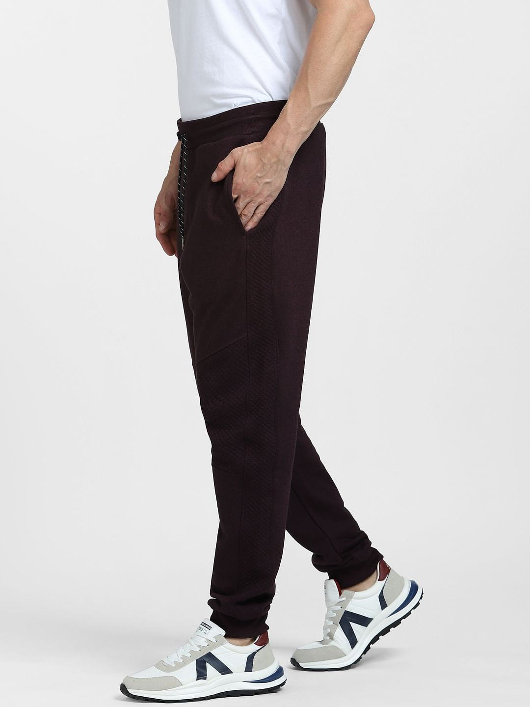 Burgundy Mid Rise Drawstring Co-ord Sweatpants