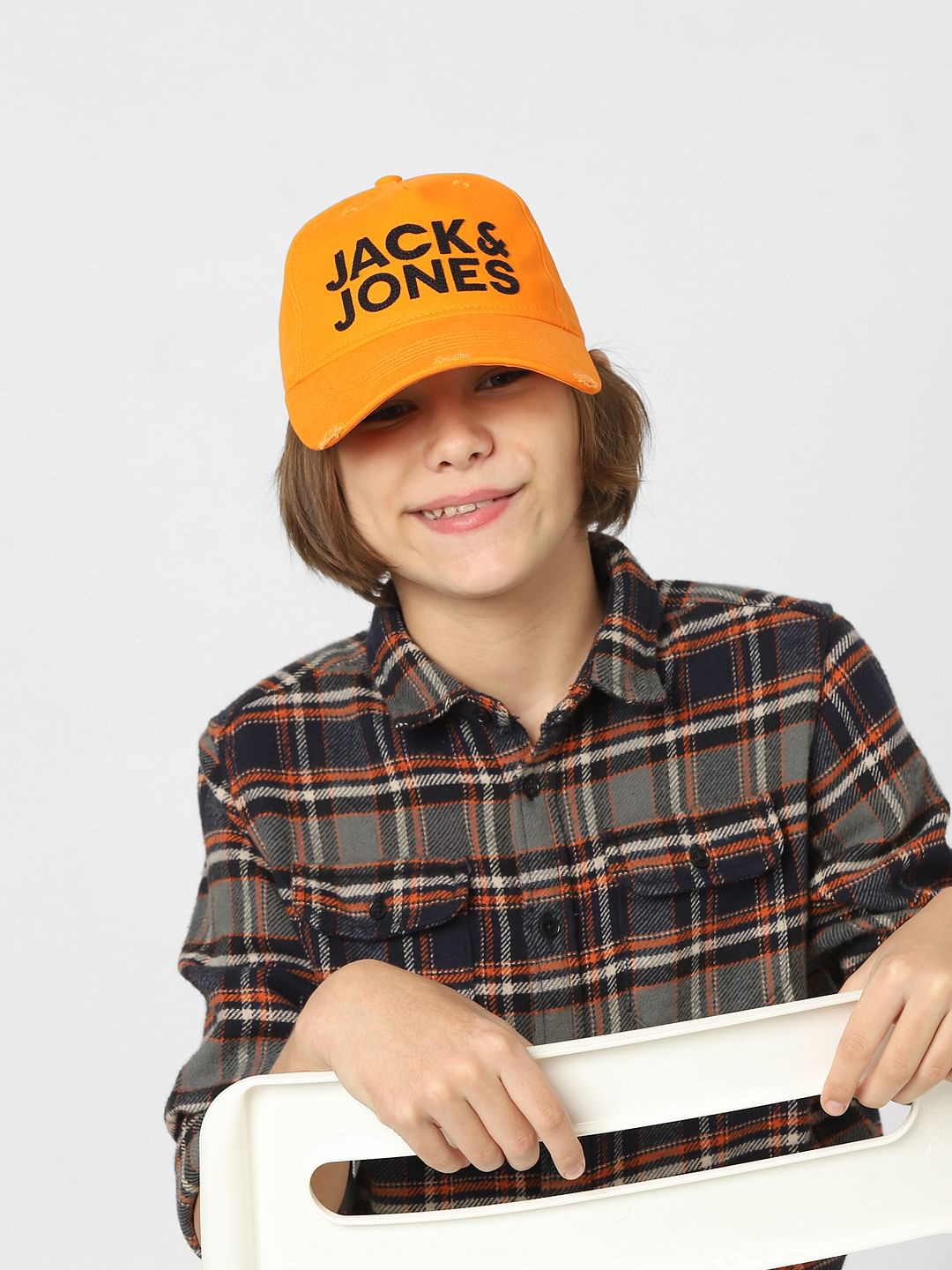 Boys Orange Logo Print Baseball Cap - S