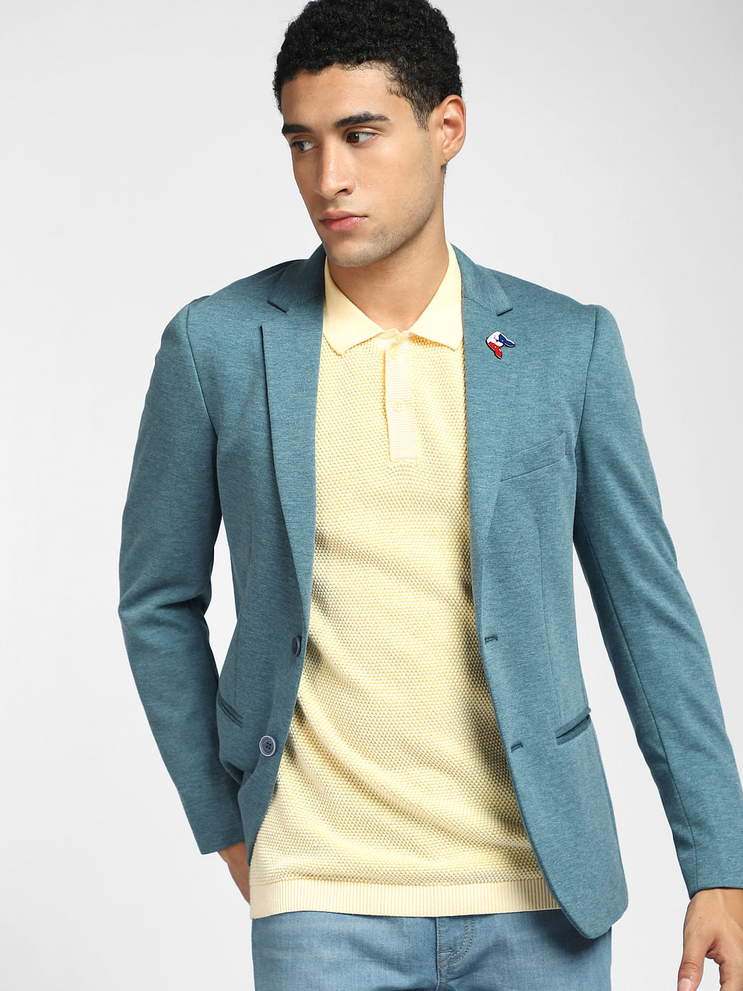 Yellow Knitted Polo T-shirt - S