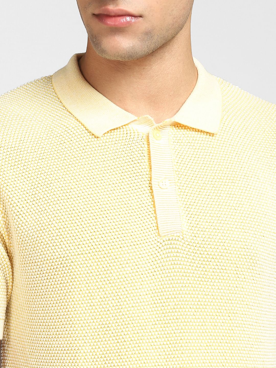 Yellow Knitted Polo T-shirt