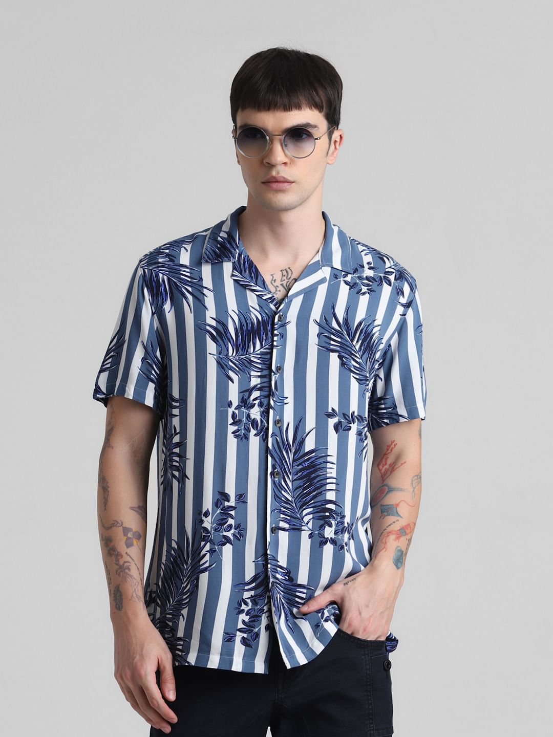 Blue Striped Resort Shirt - S