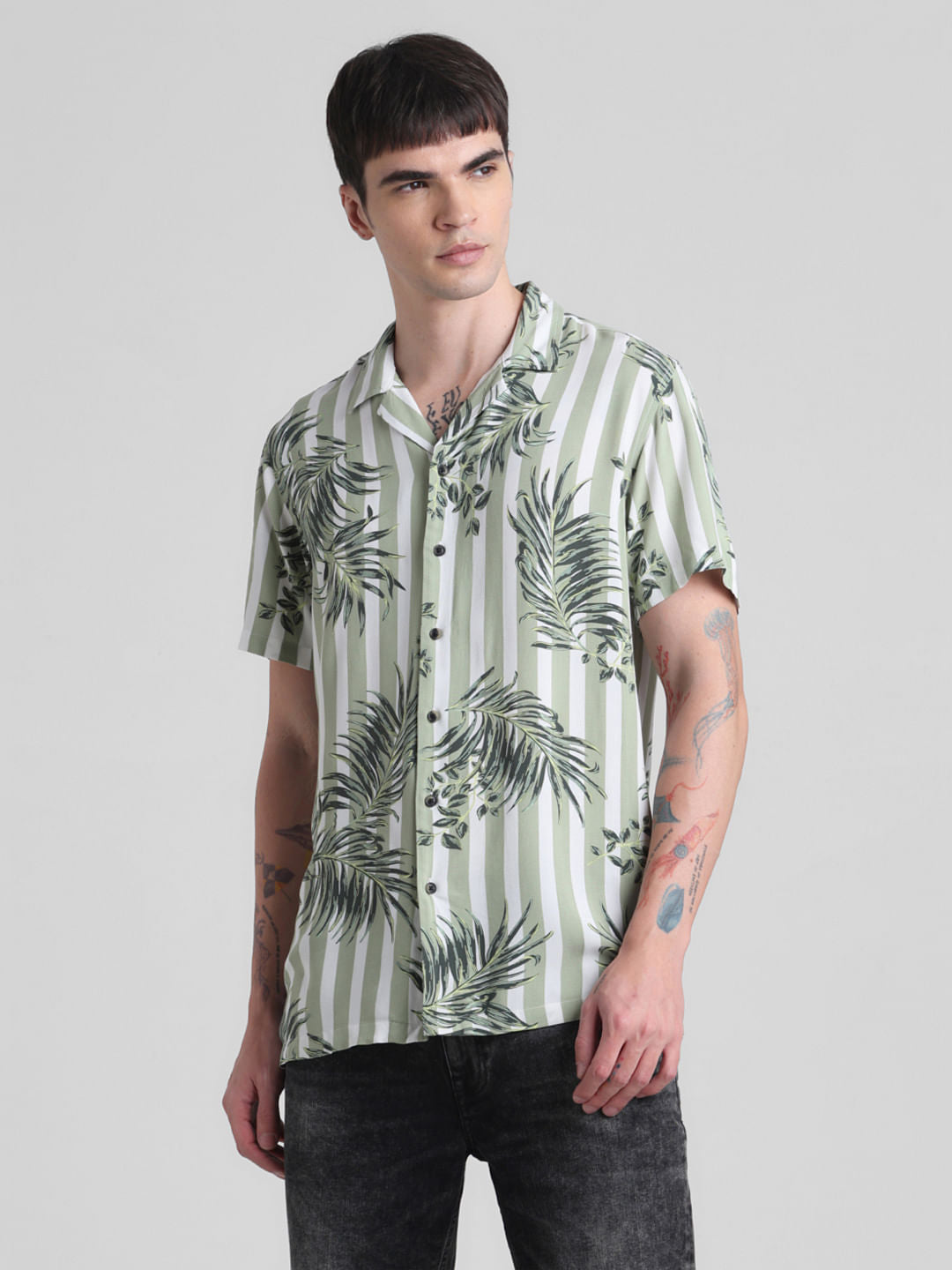 Green Striped Resort Shirt