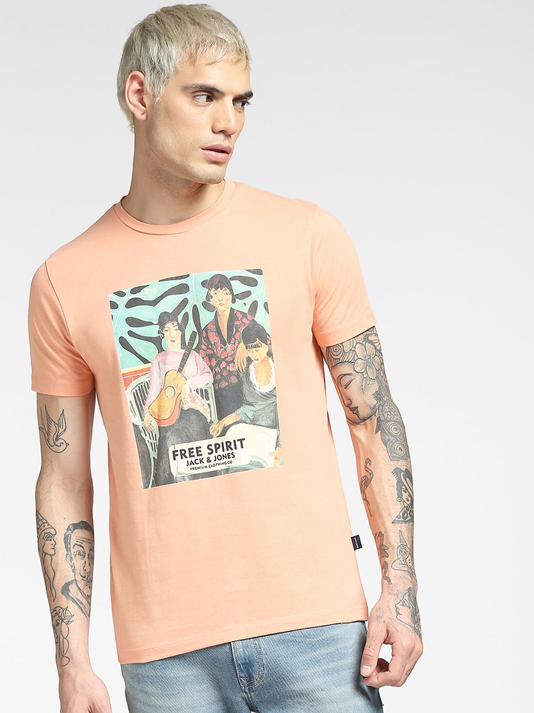 Peach Graphic Print T-shirt