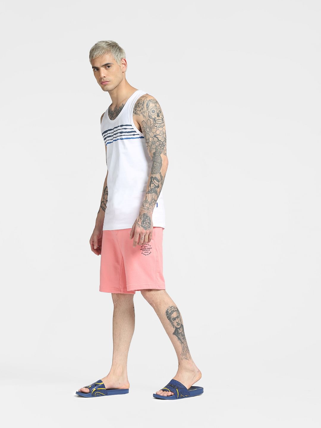 White Printed Sleeveless T-shirt