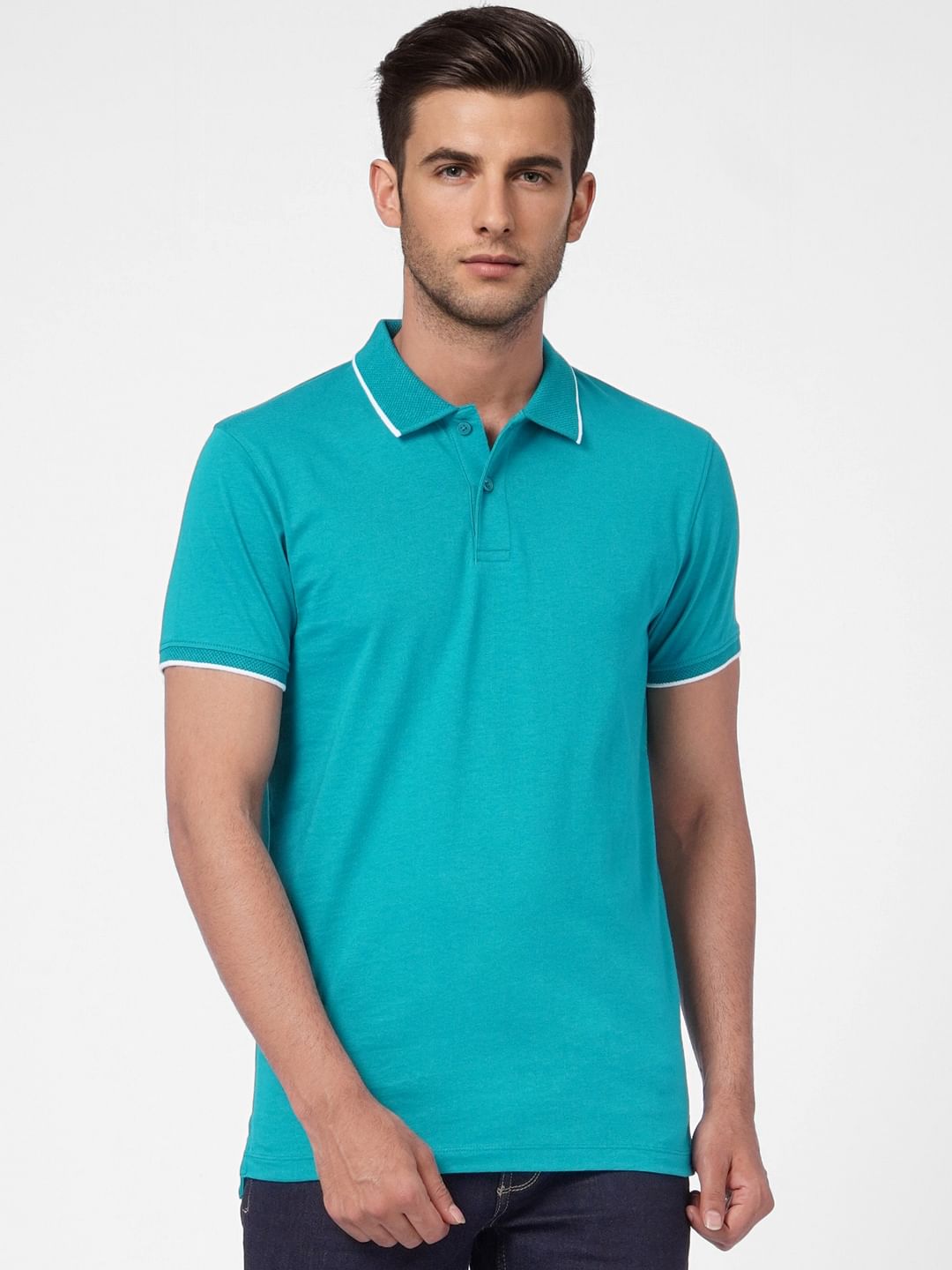Green Knit Polo Neck T-shirt