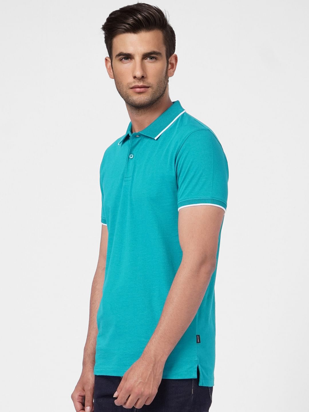 Green Knit Polo Neck T-shirt
