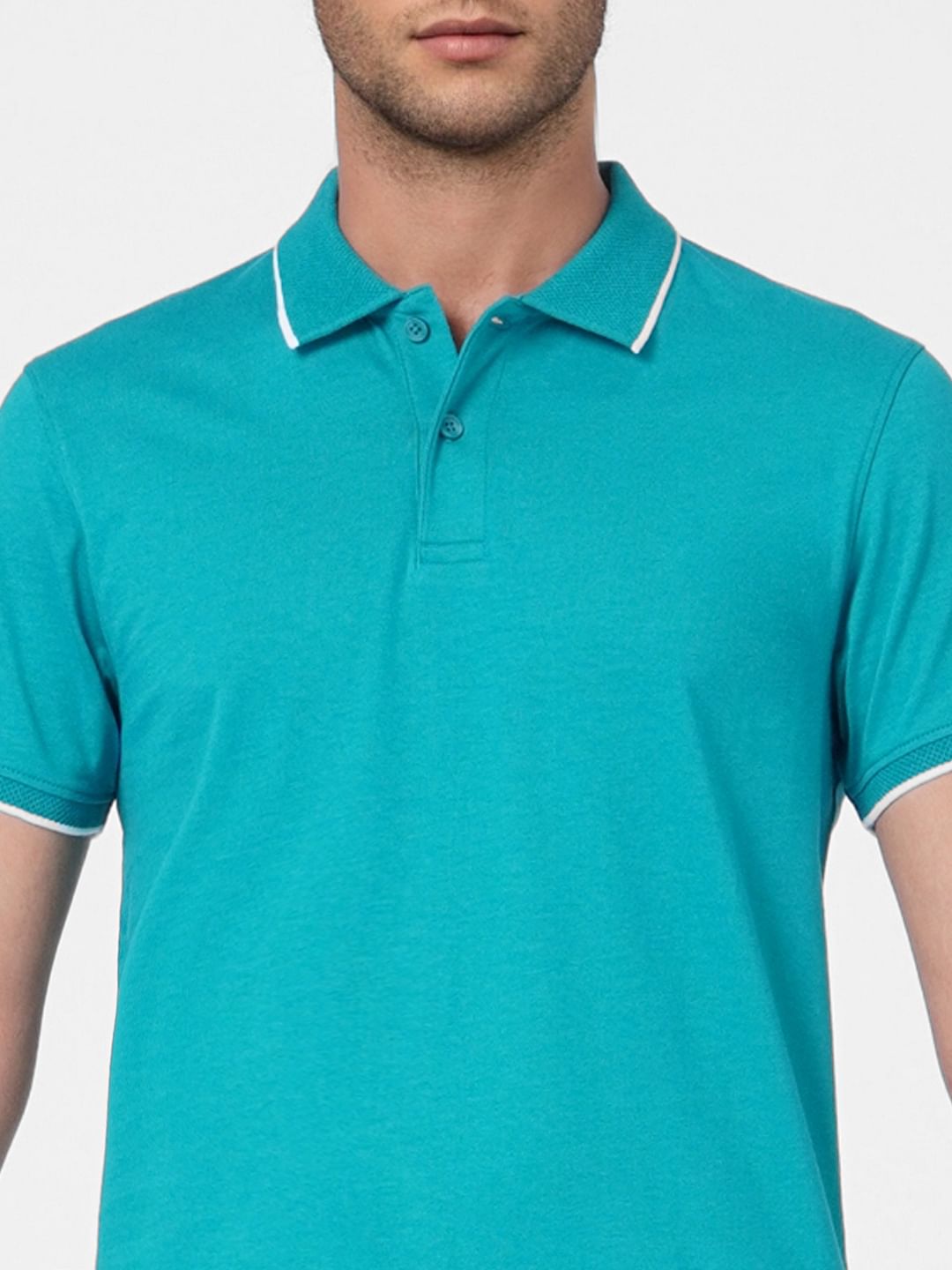 Green Knit Polo Neck T-shirt