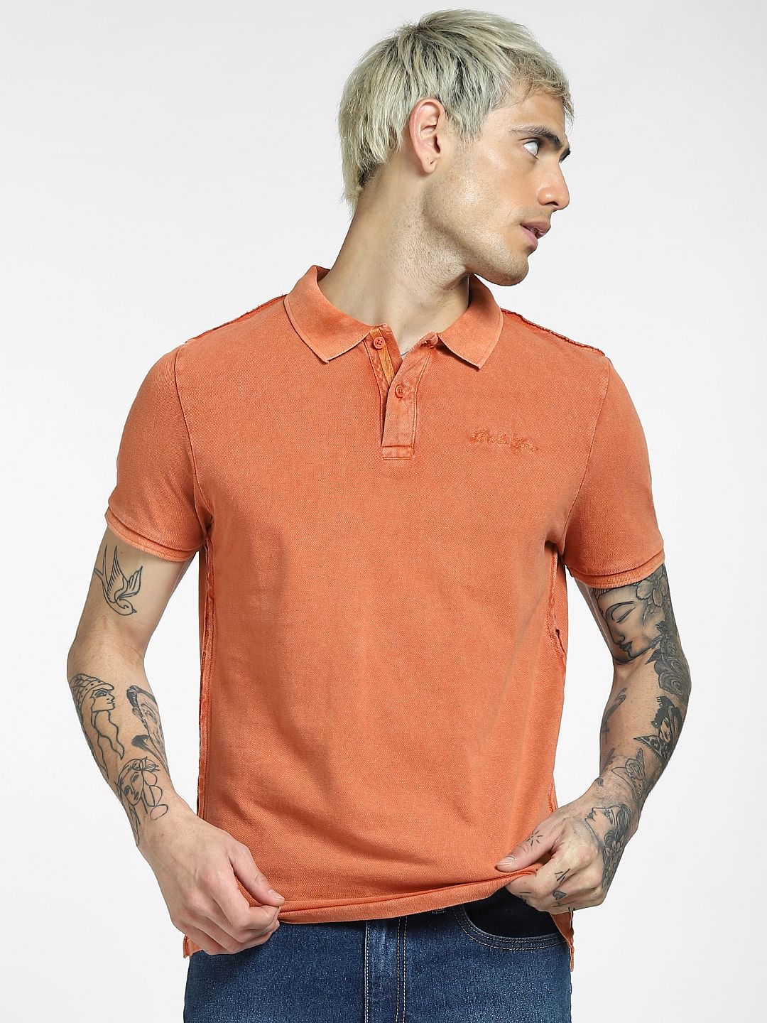 Orange Polo Neck T-shirt