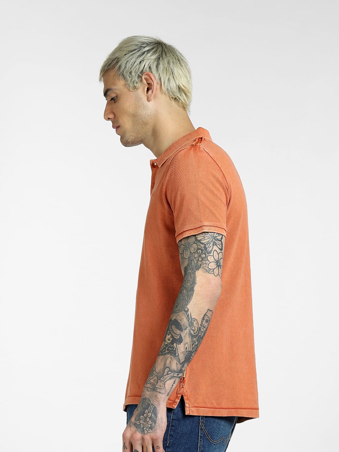 Orange Polo Neck T-shirt