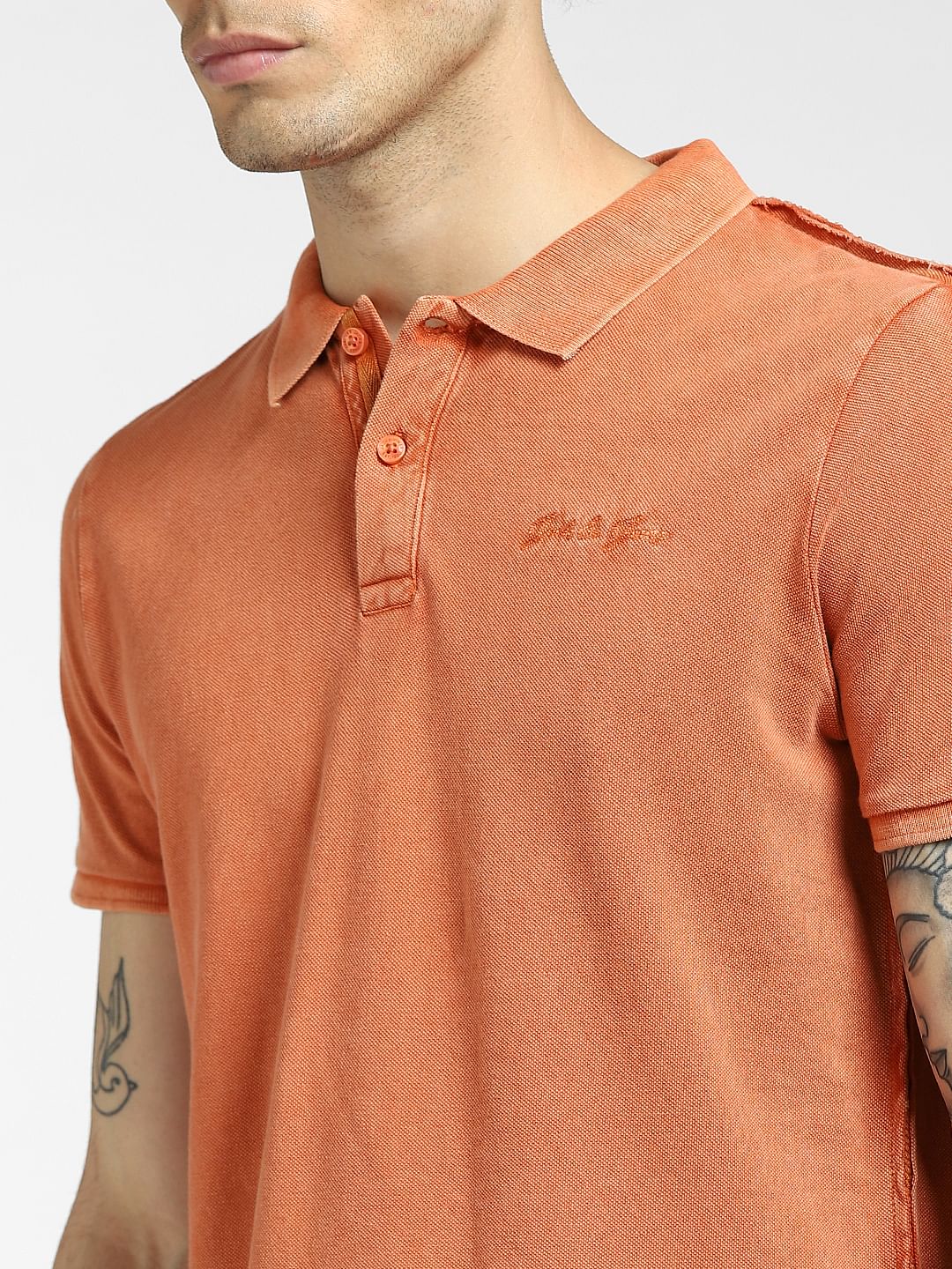 Orange Polo Neck T-shirt