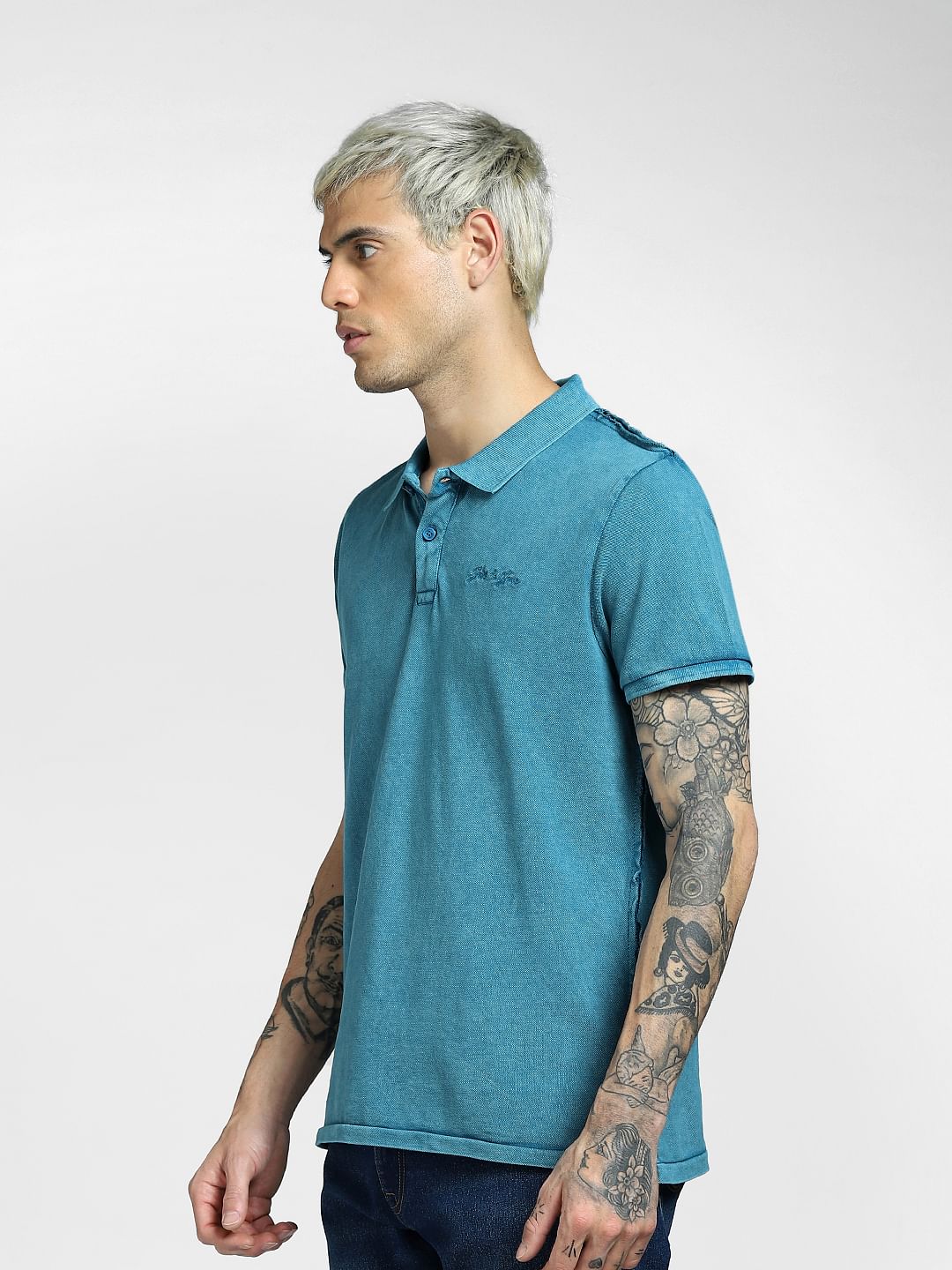 Blue Polo Neck T-shirt