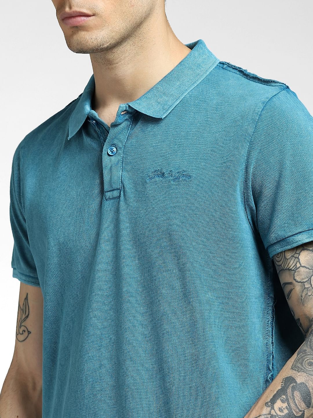 Blue Polo Neck T-shirt