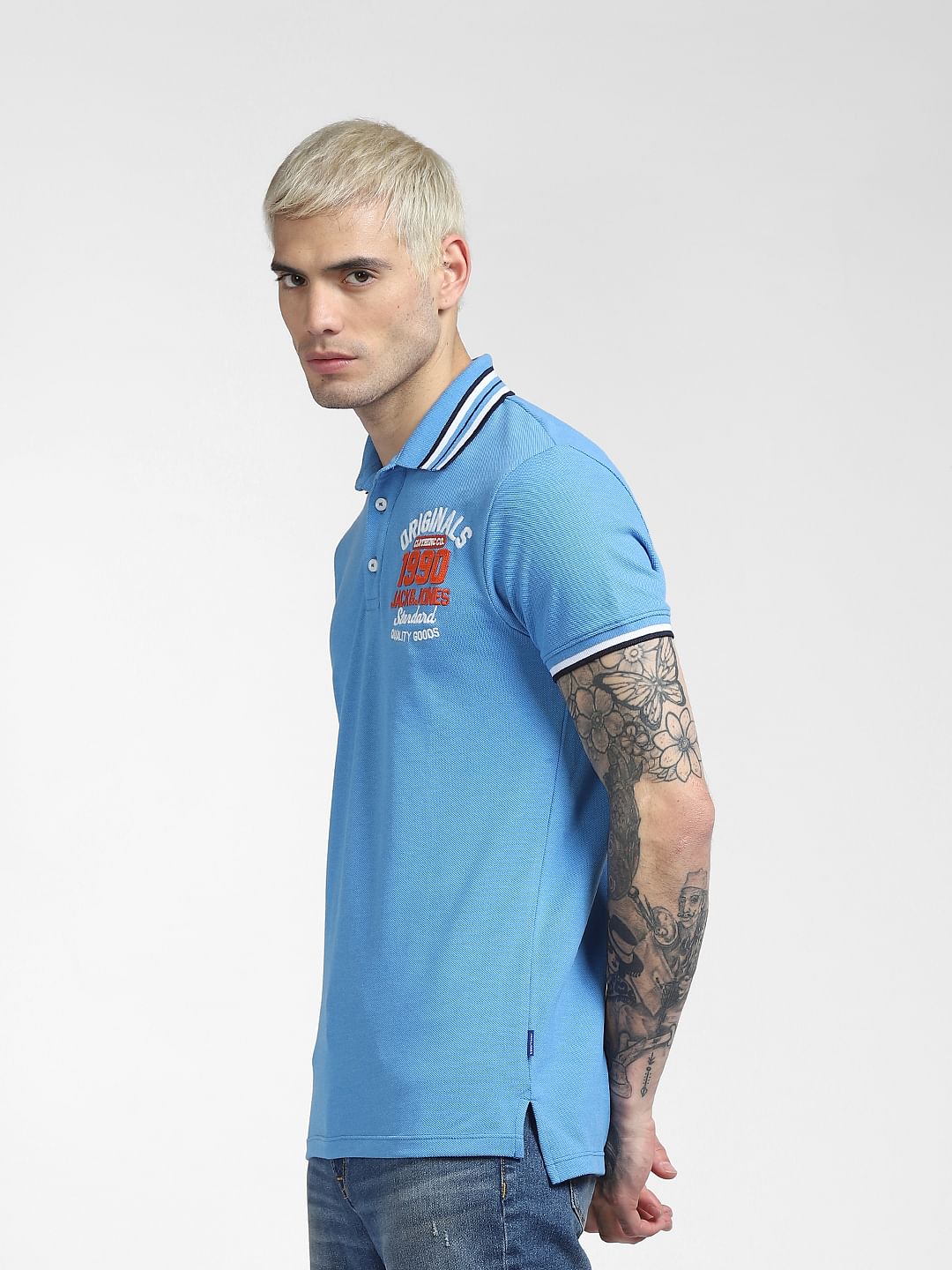 Blue Polo Neck T-shirt