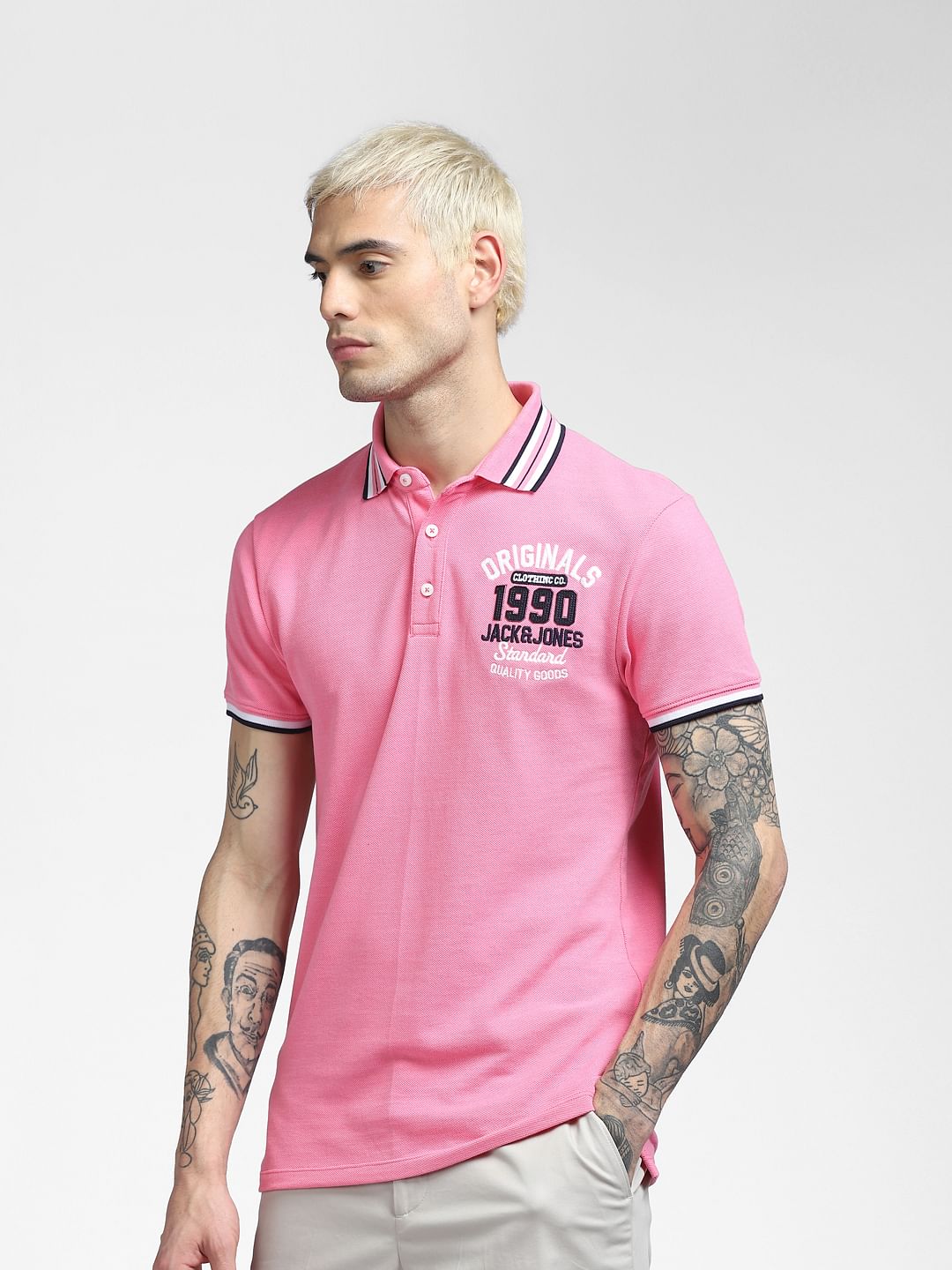 Pink Polo Neck T-shirt