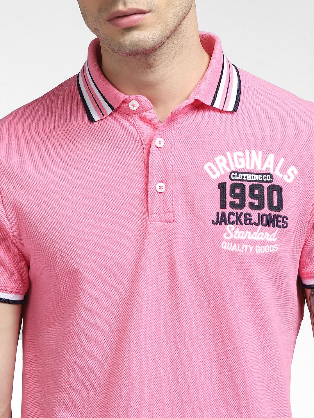 Pink Polo Neck T-shirt