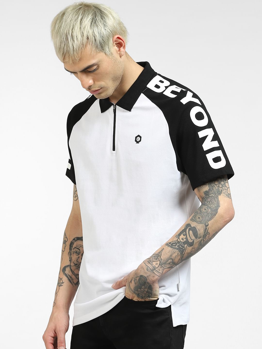 White Polo Neck T-shirt
