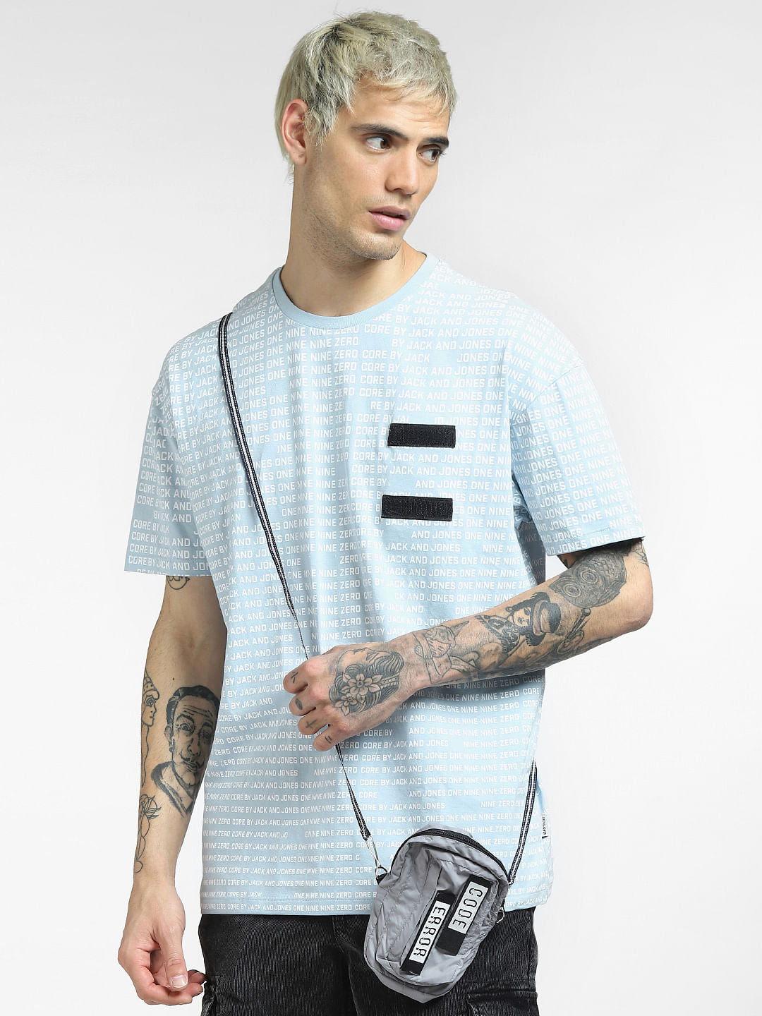 Blue Text Print Crew Neck T-shirt