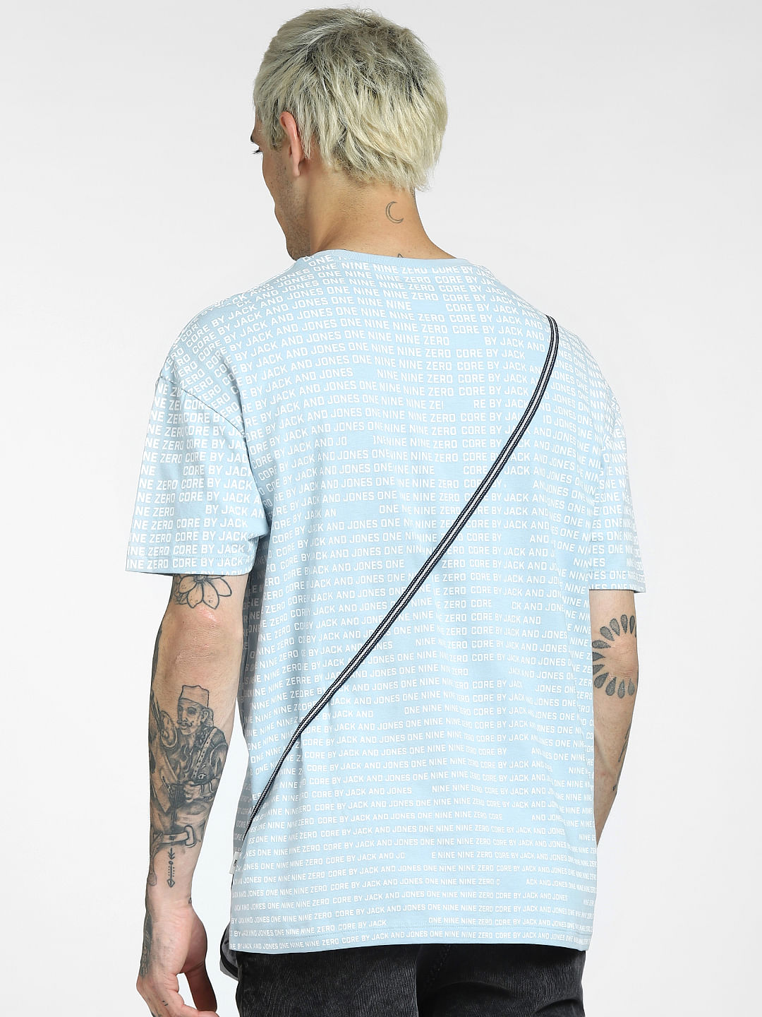 Blue Text Print Crew Neck T-shirt