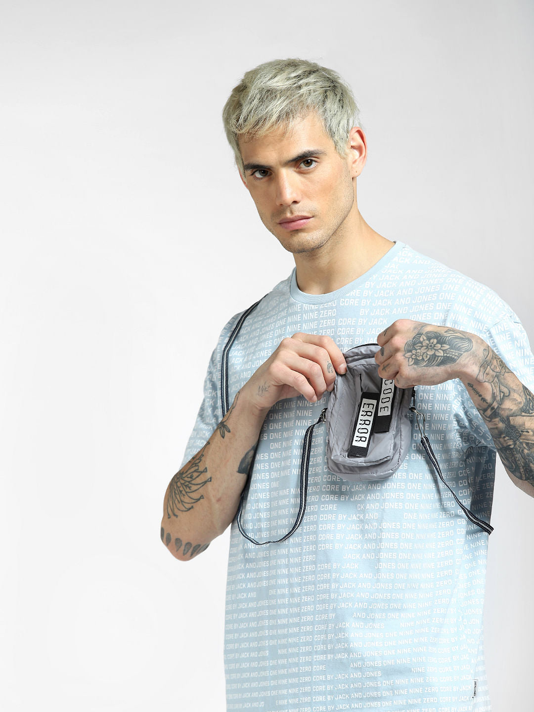 Blue Text Print Crew Neck T-shirt