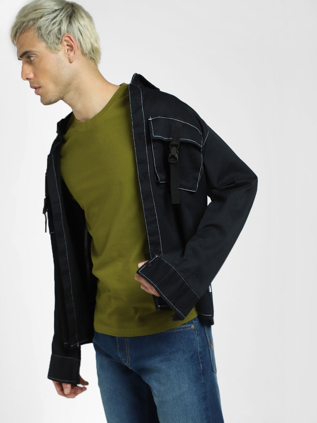 Green Patch Pocket Crew Neck T-shirt - S