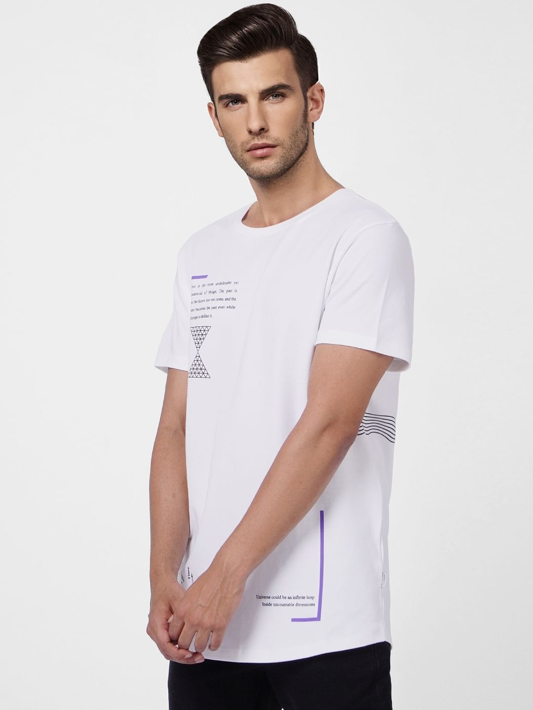 White Graphic Print Crew Neck T-shirt