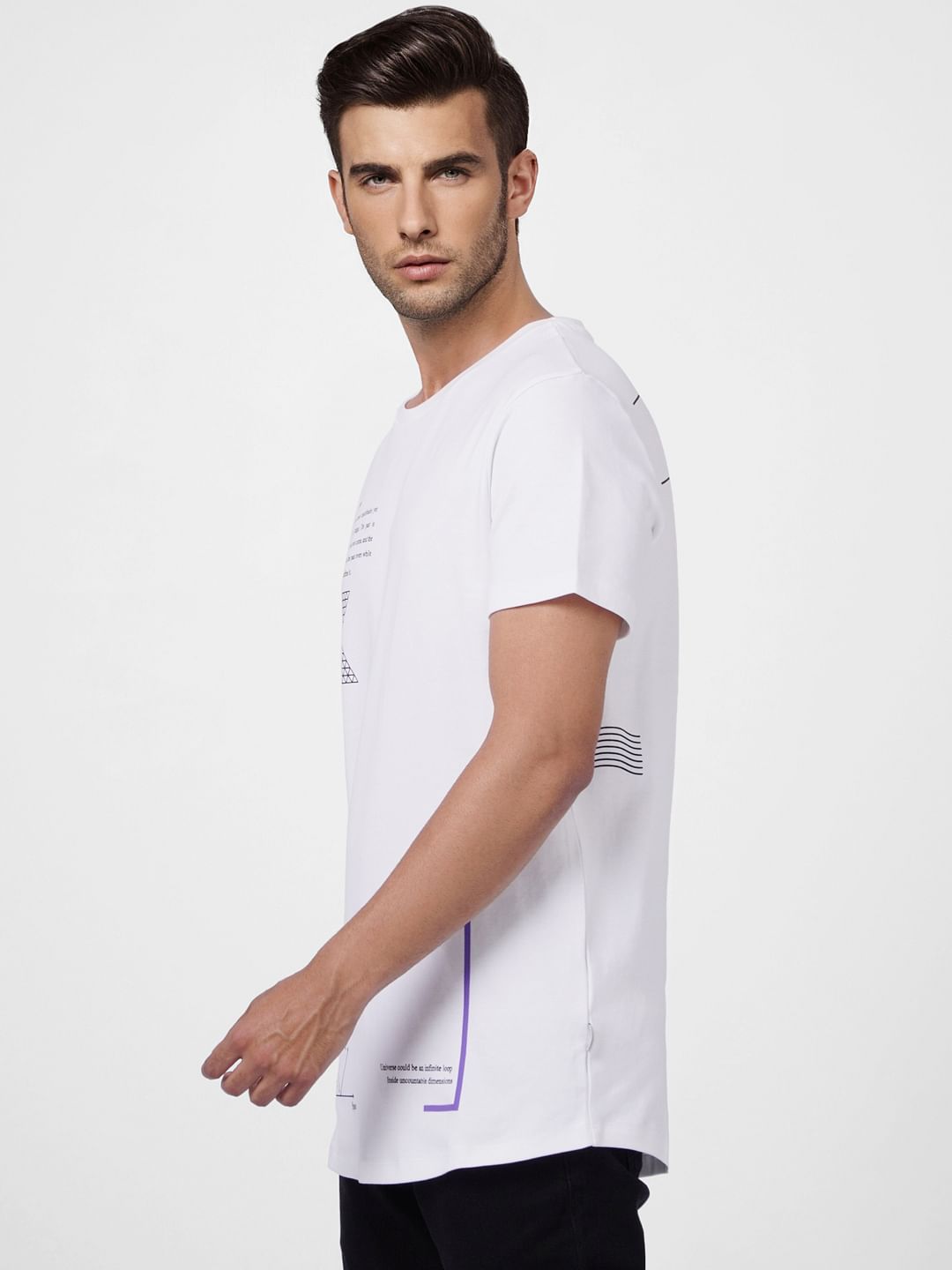 White Graphic Print Crew Neck T-shirt