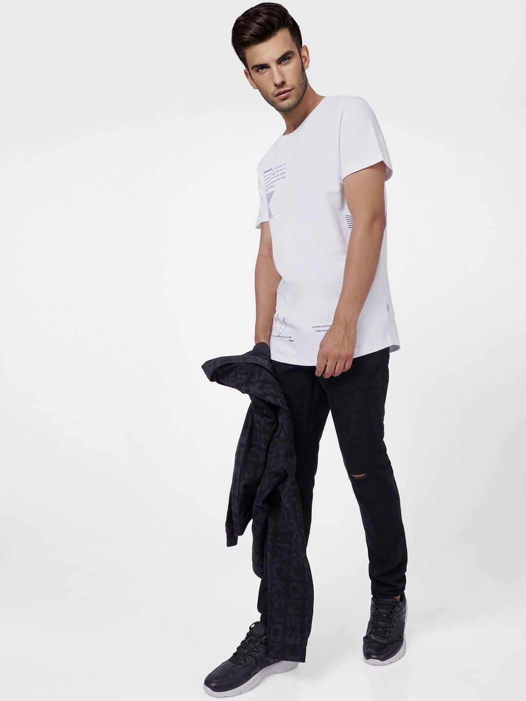 White Graphic Print Crew Neck T-shirt