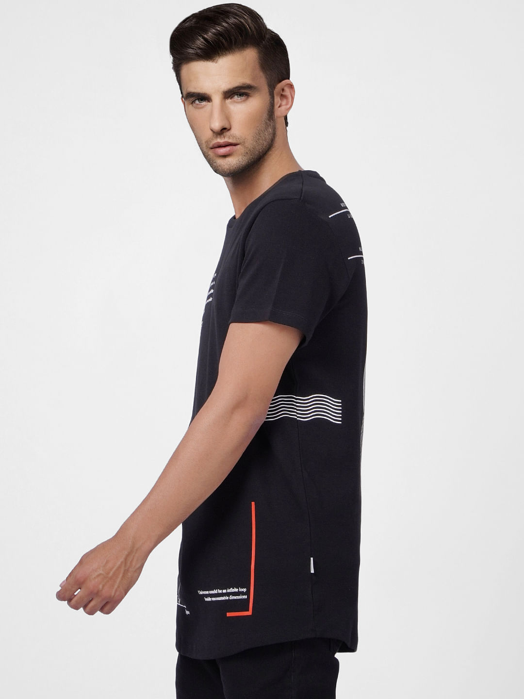 Black Graphic Print Crew Neck T-shirt