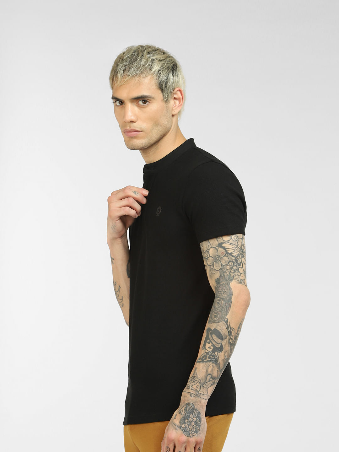 Black Henley Neck T-shirt