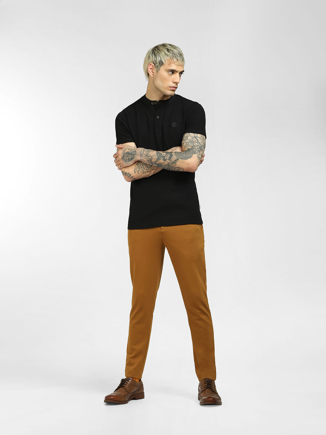 Black Henley Neck T-shirt