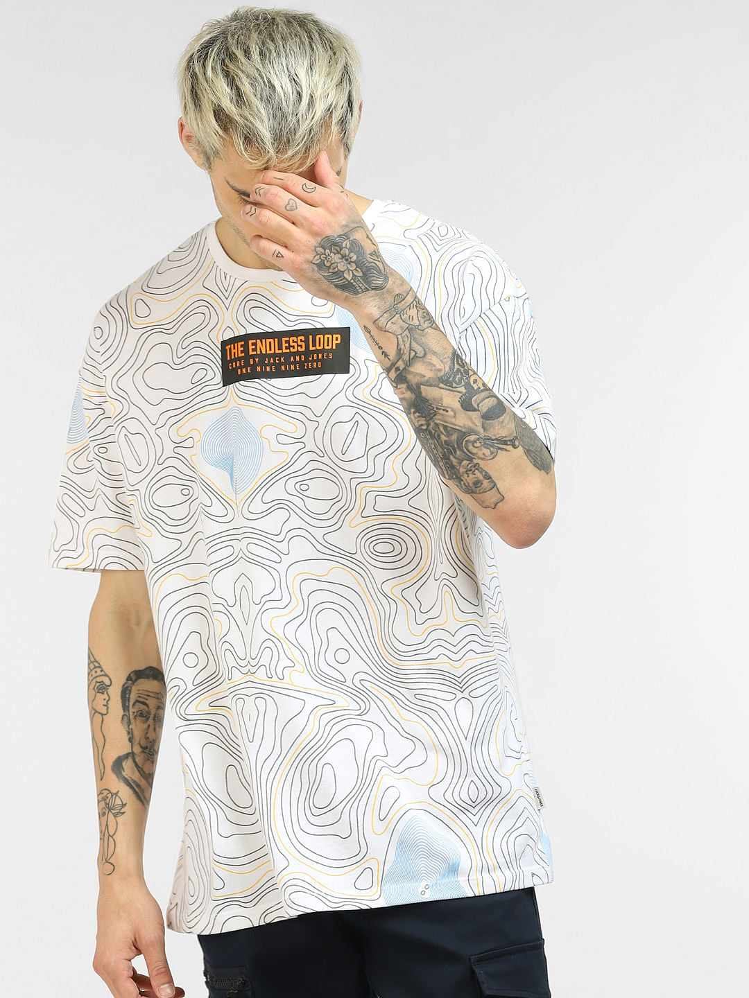 White Printed Crew Neck T-shirt