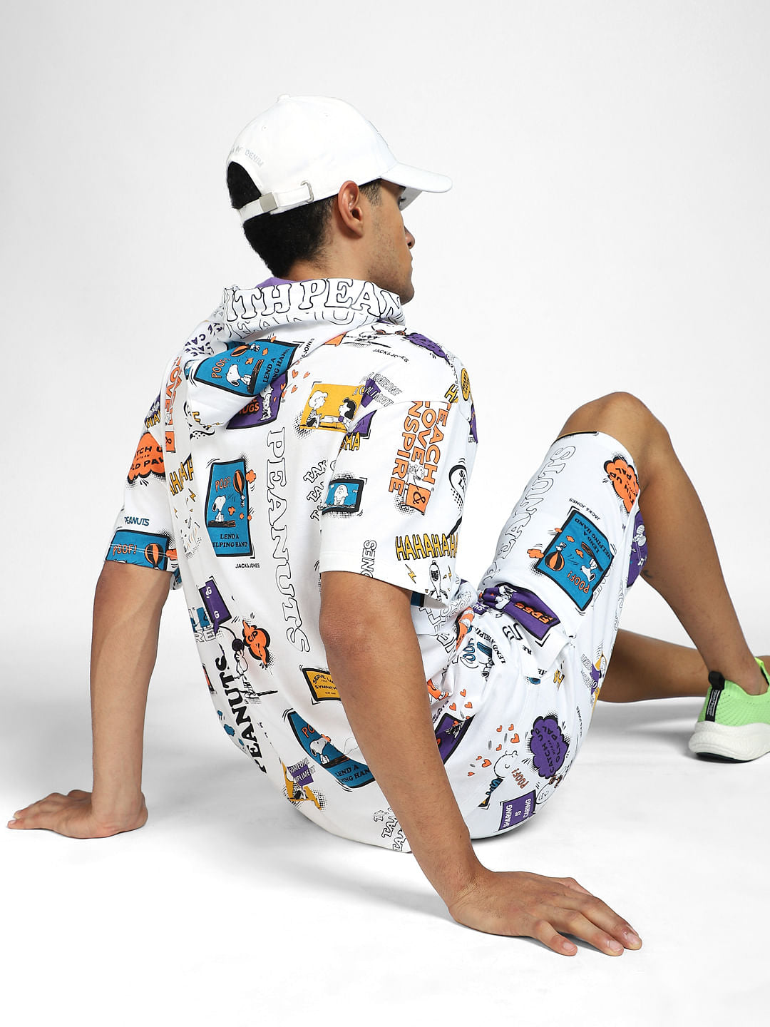X PEANUTS White Graphic Print Co-ord Hoodie - S