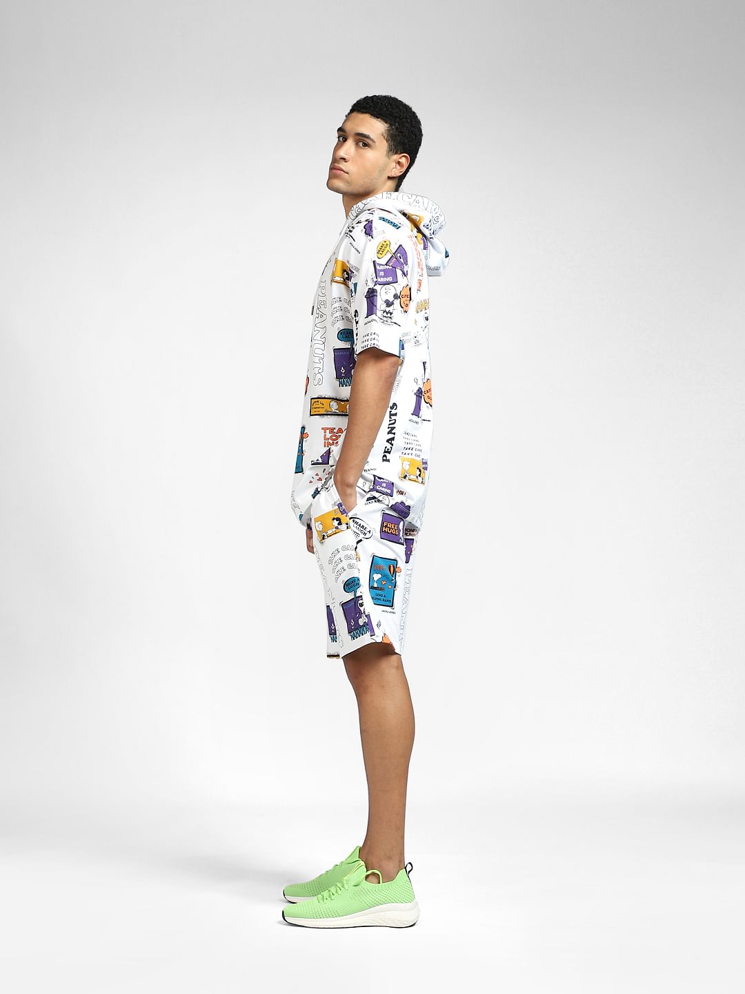 X PEANUTS White Graphic Print Co-ord Hoodie