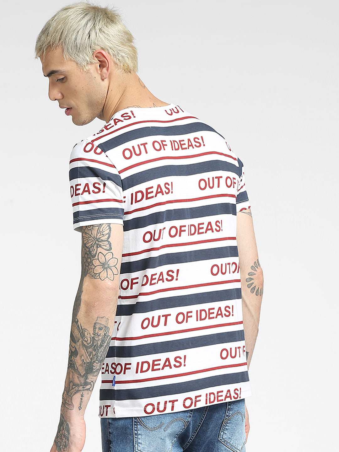 White Striped Crew Neck T-shirt