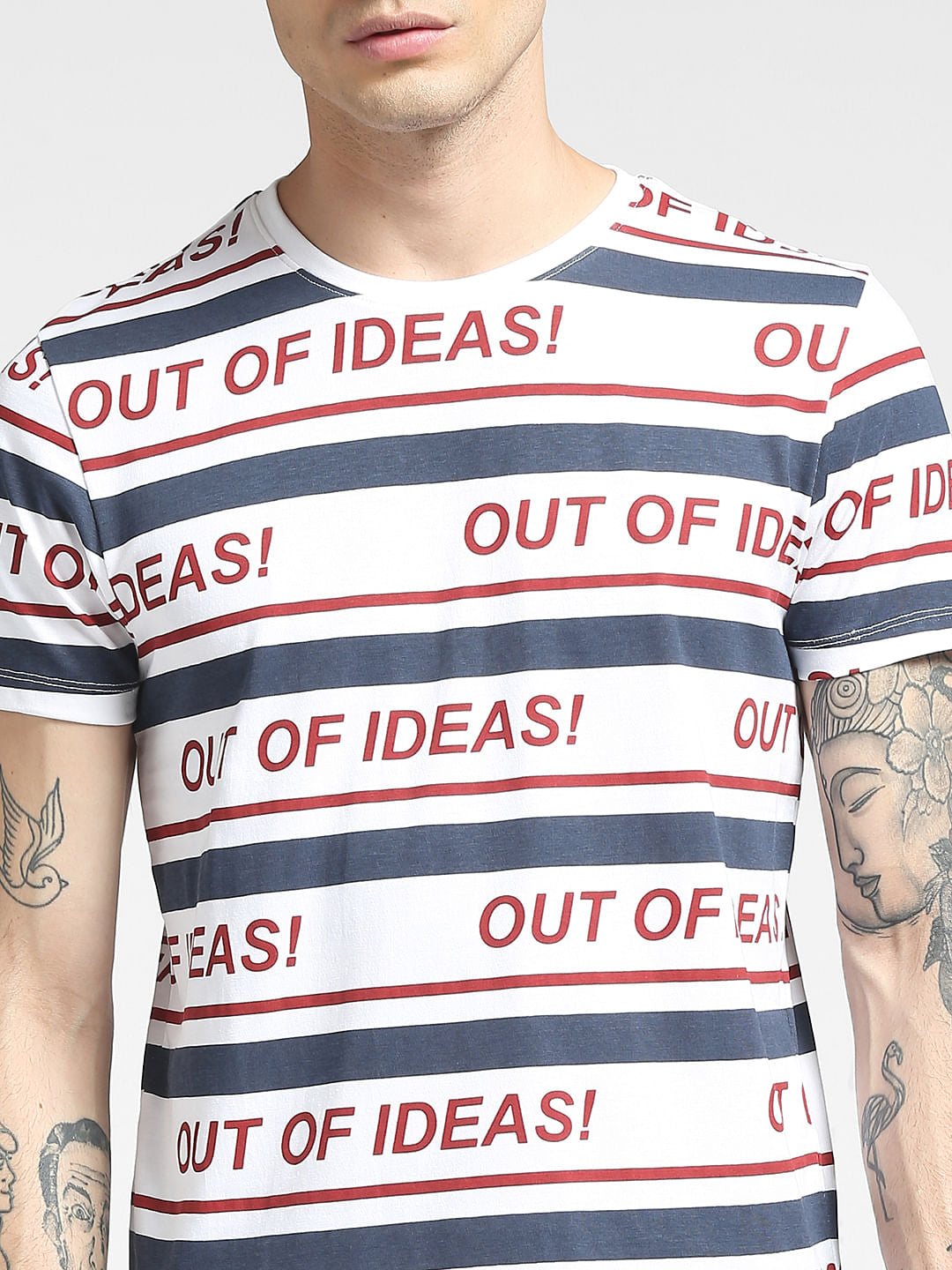 White Striped Crew Neck T-shirt