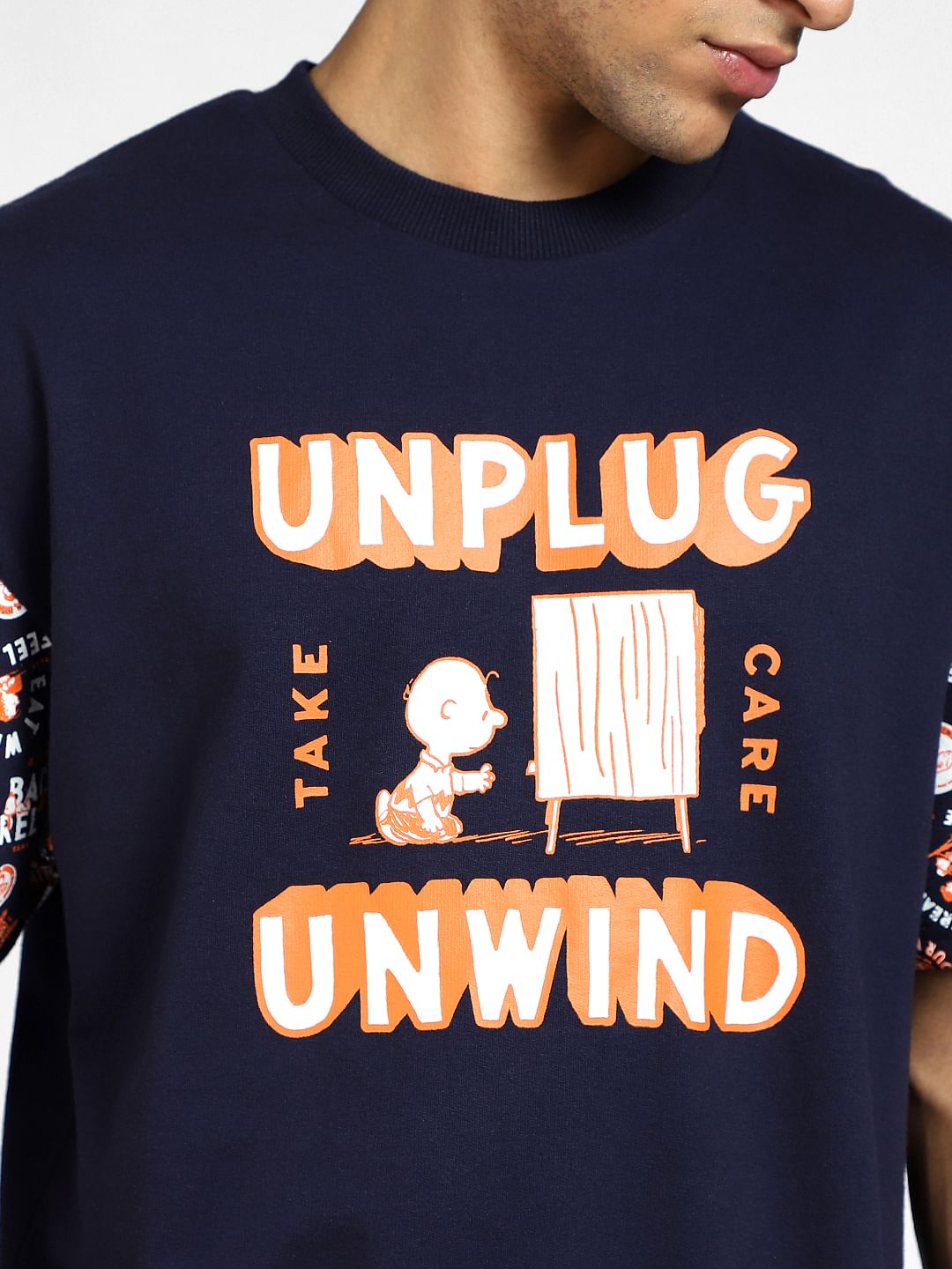 X PEANUTS Blue Graphic Print T-shirt