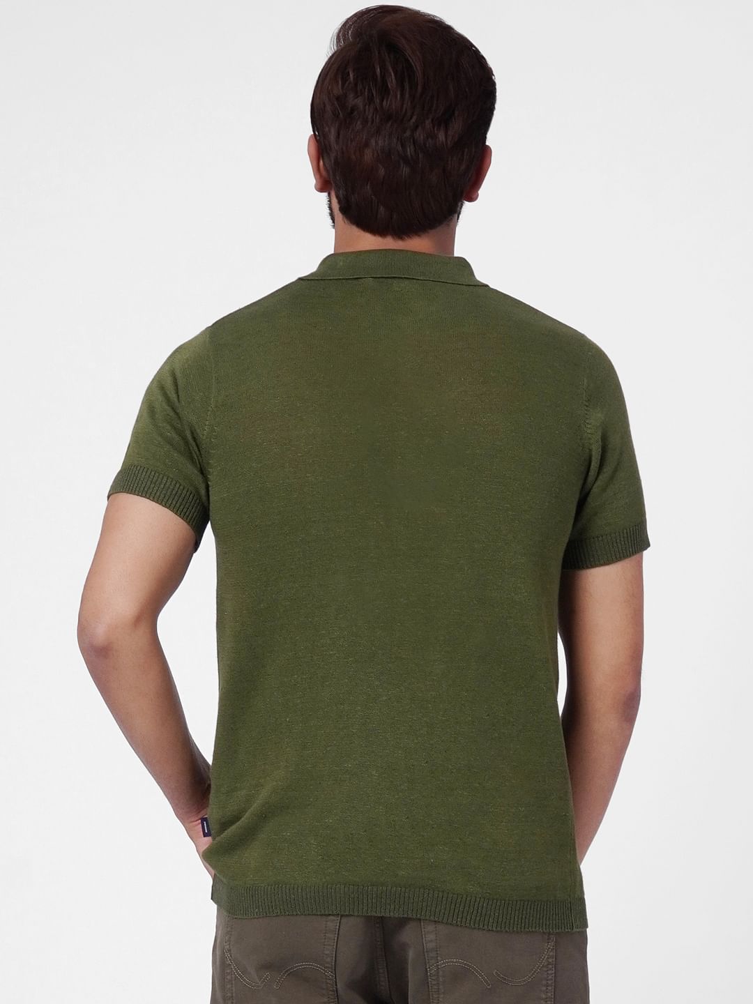 Green Knitted Polo Neck T-shirt