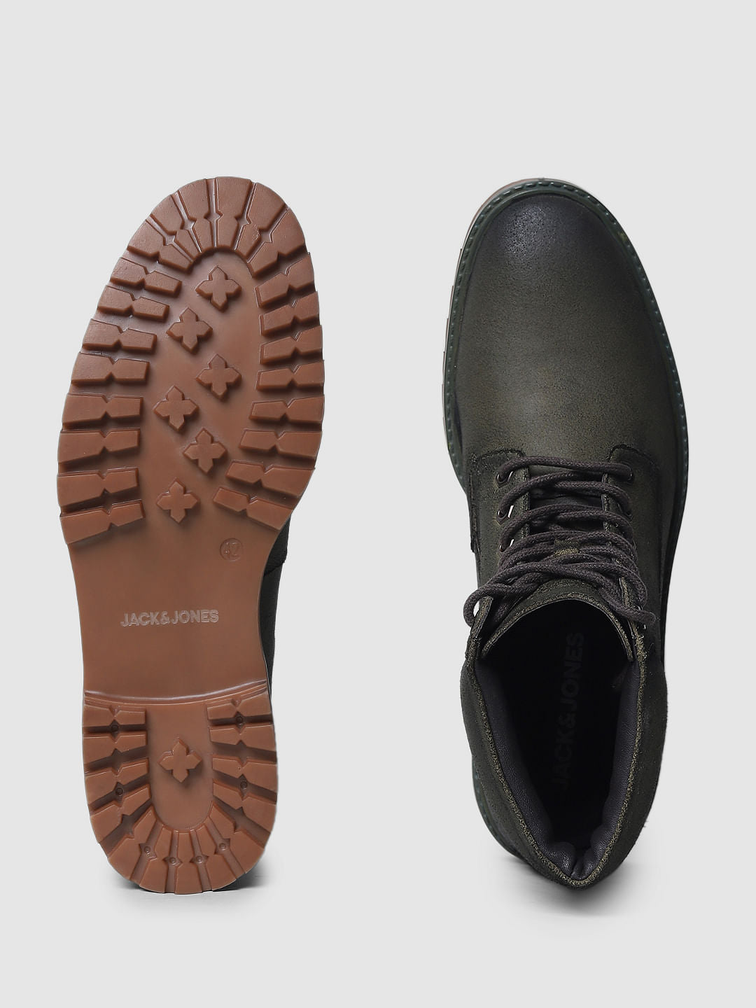 Green Vintage Washed Leather Boots