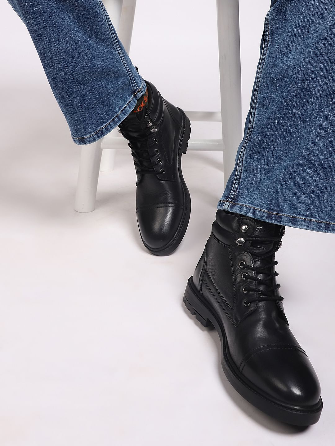 Black Vintage Leather Boots - 42