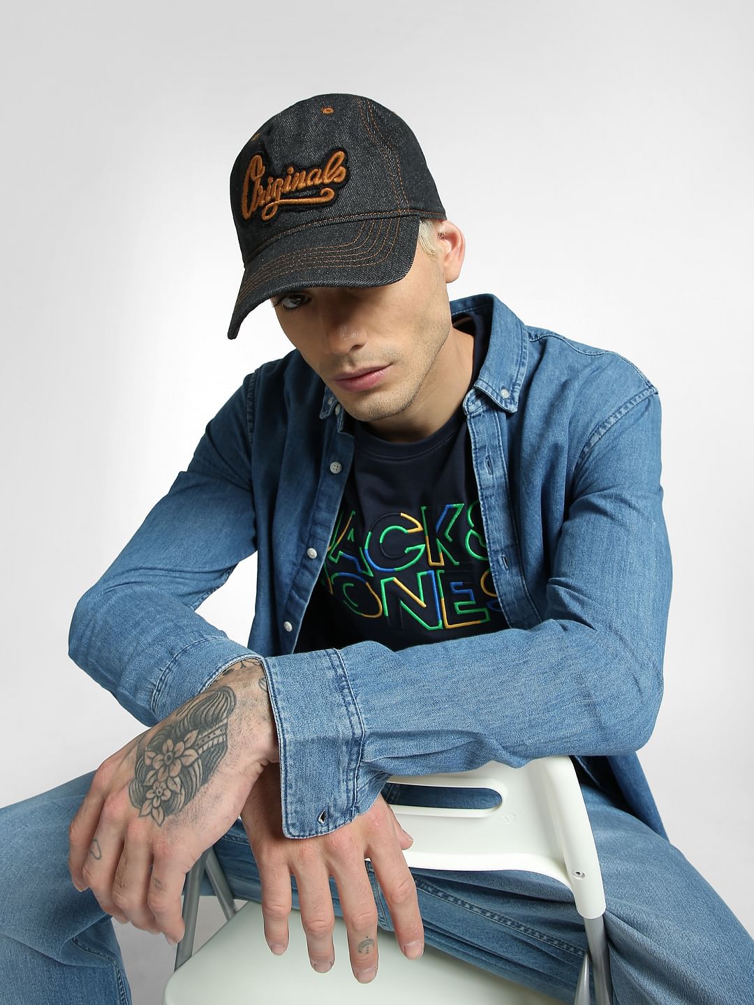 Navy Blue Denim Cap - ONE