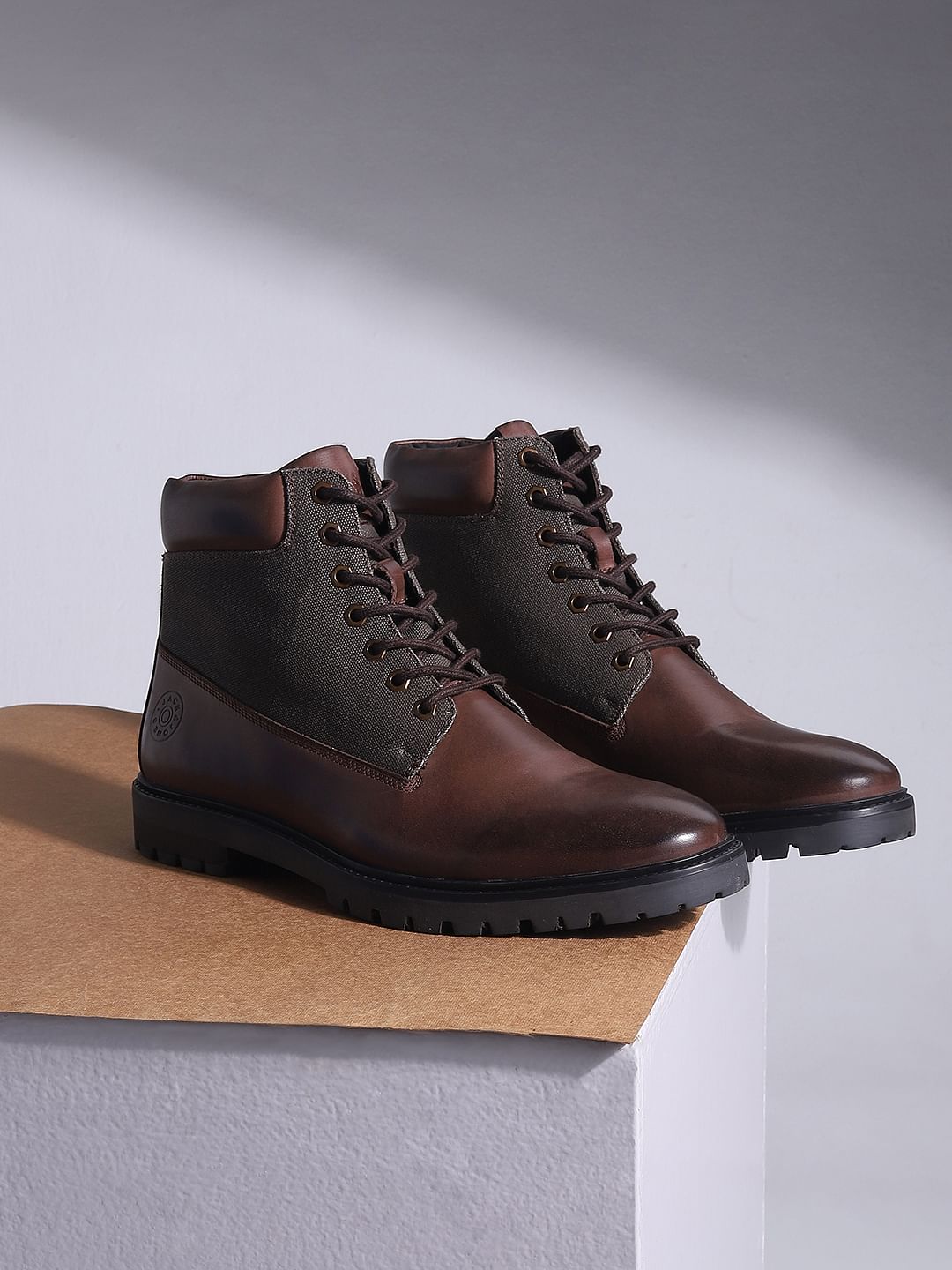 Brown Vintage Leather Mid-top Boots