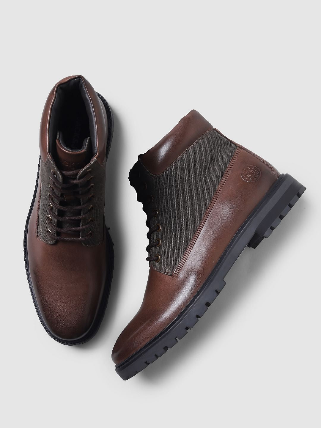 Brown Vintage Leather Mid-top Boots