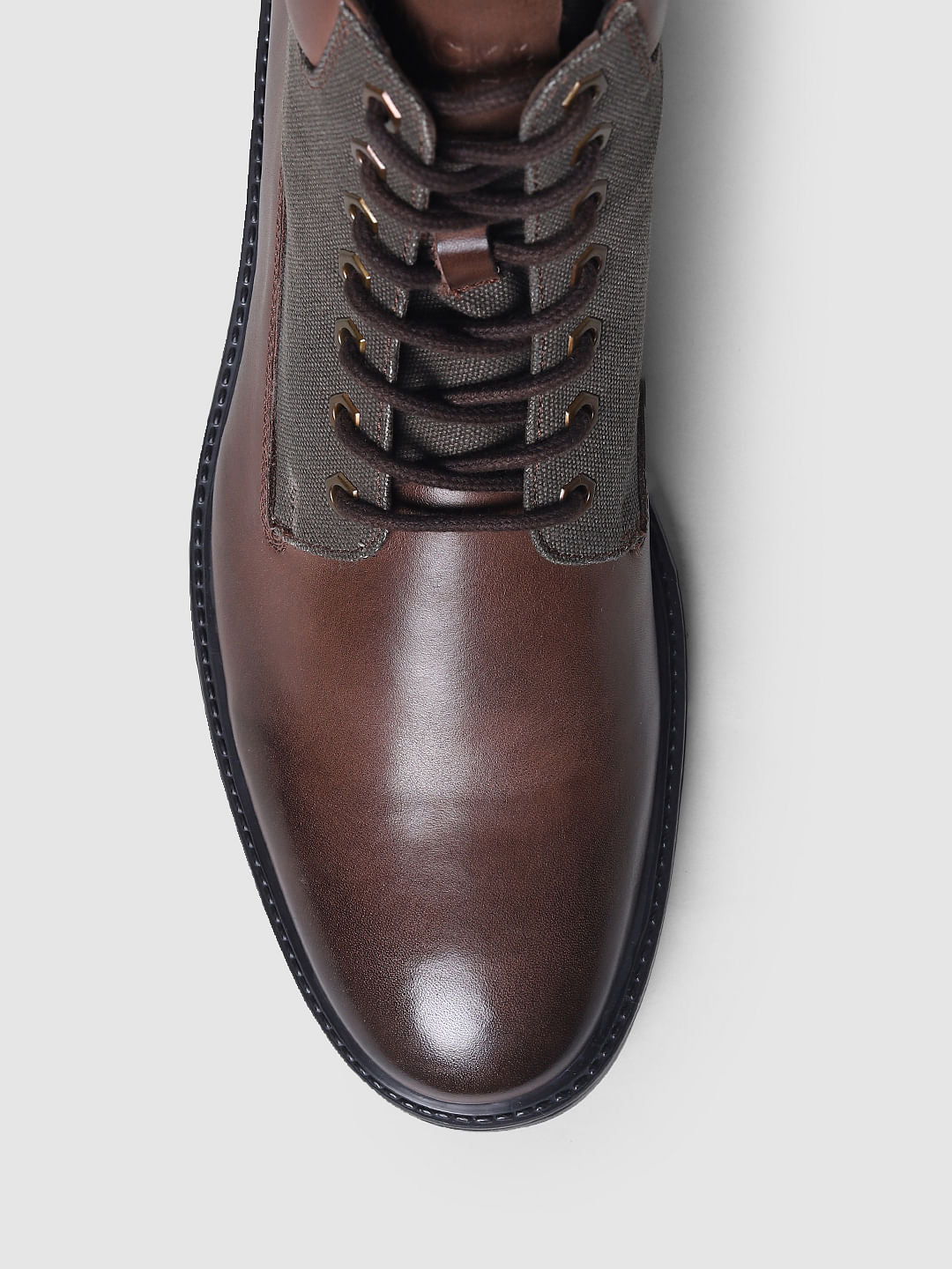 Brown Vintage Leather Mid-top Boots