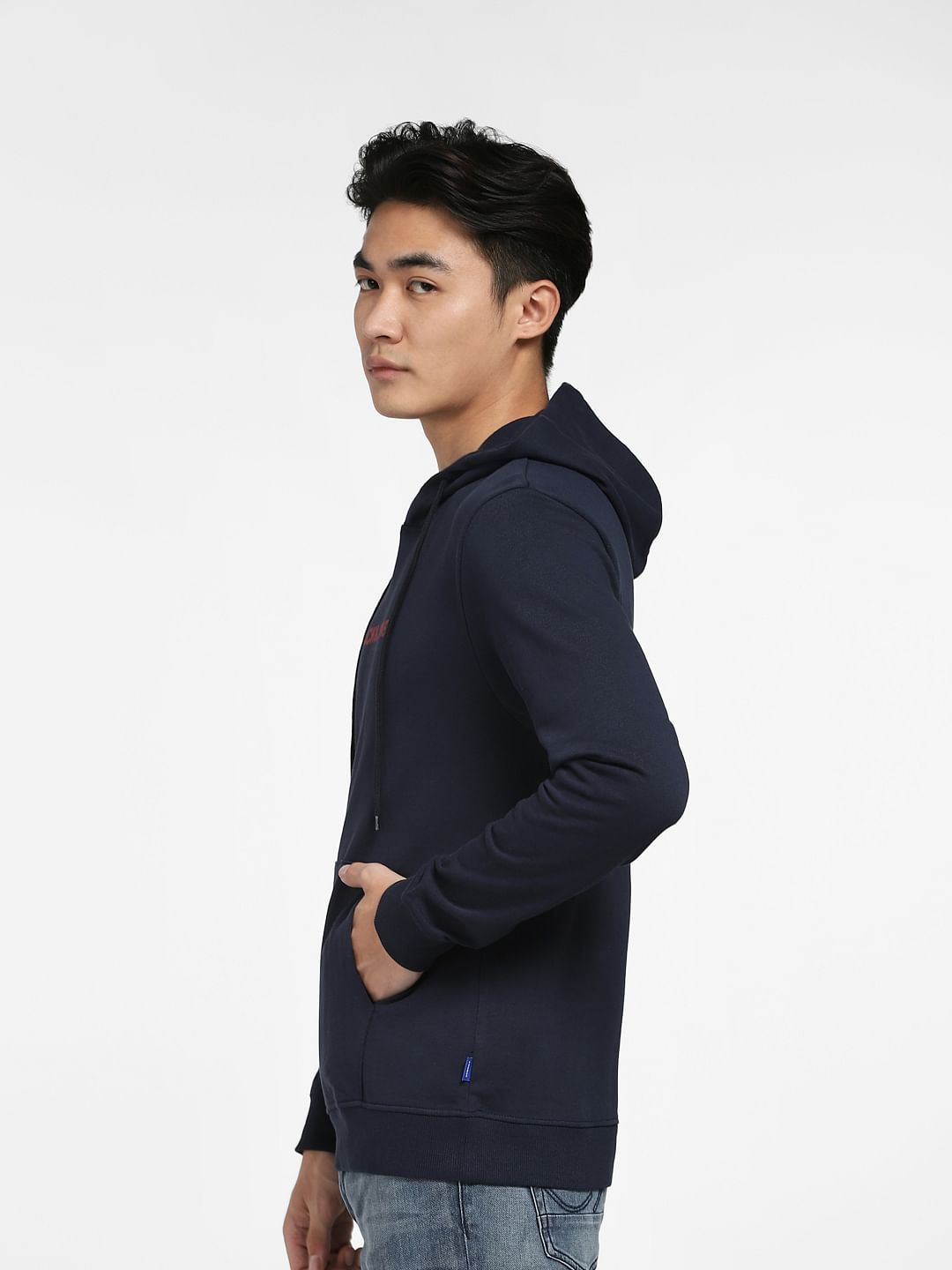 Navy Blue Hooded Sweatshirt