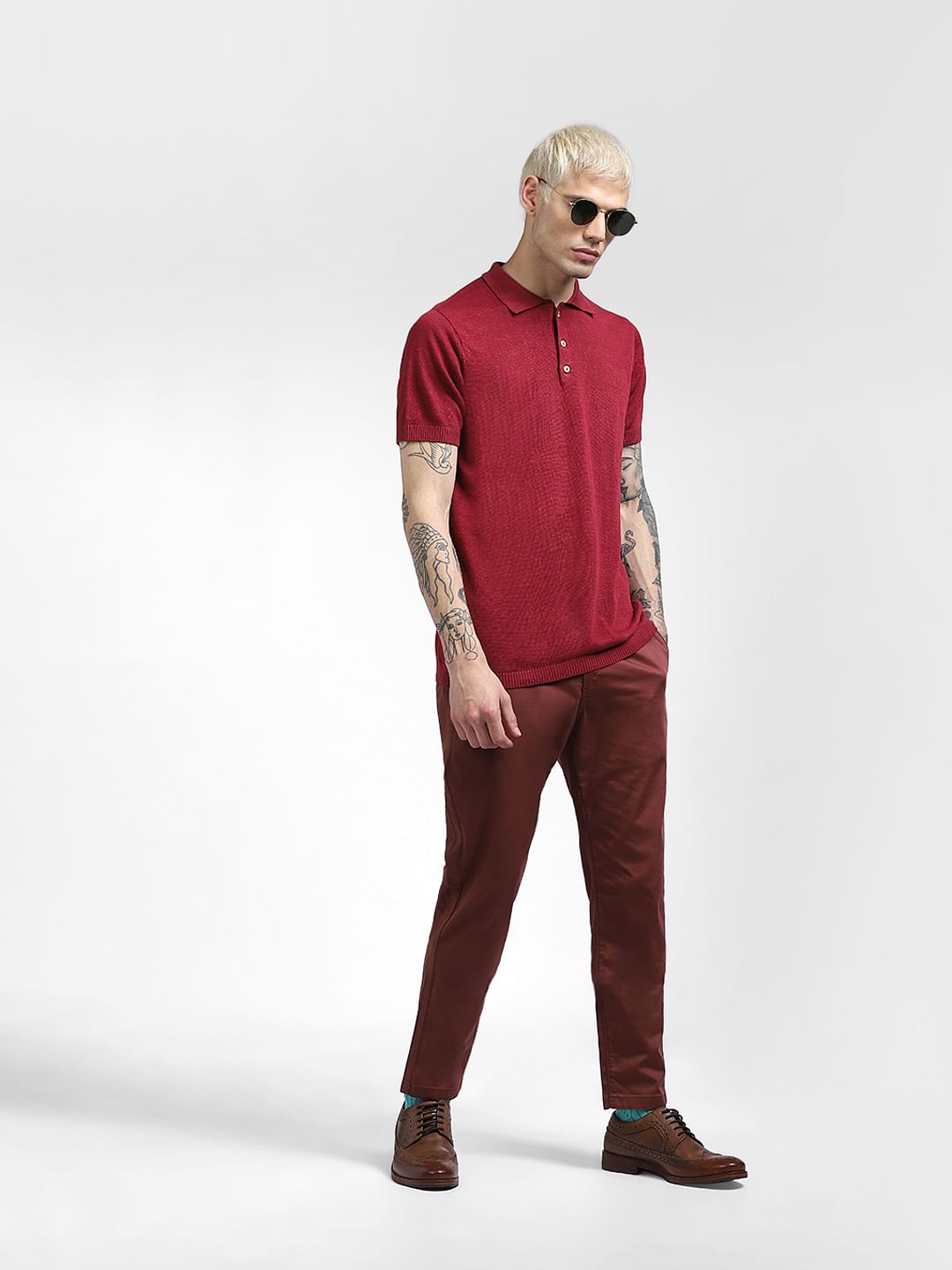 Red Mid Rise Pants - 28/30